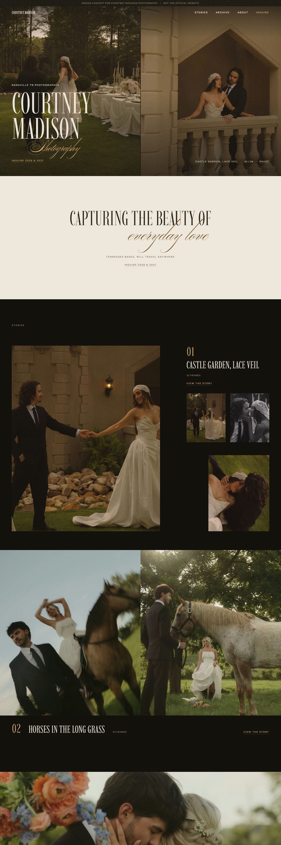 Design concept for Courtney Madison Photography: the home page on a computer.