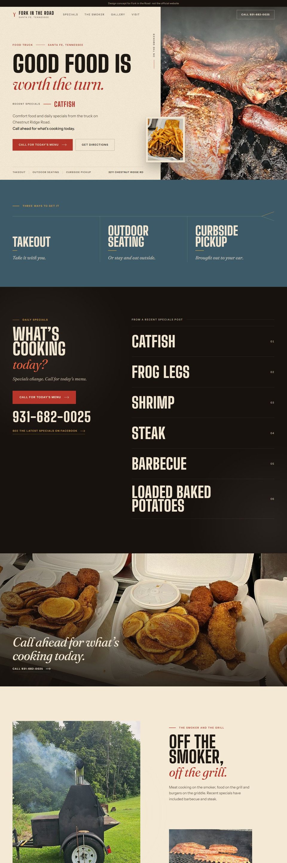 Design concept for Fork in the Road: the home page on a computer.